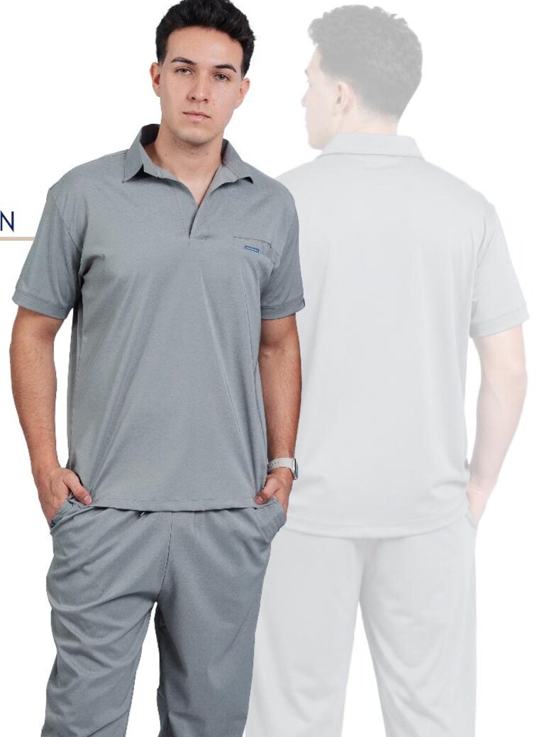 Uniforme médico SCRUBPOLO Masculino de Nova Scrubs en Gris
